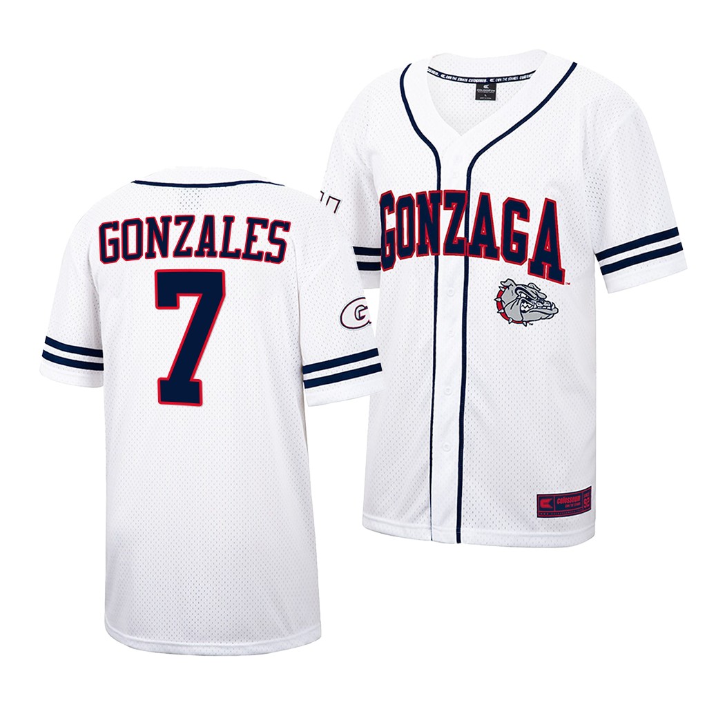 Gonzaga Bulldogs Marco Gonzales College Baseball Jersey White Gonzaga Bulldogs Marco Gonzales College Baseball Jersey White