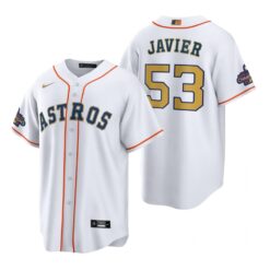 Houston Astros Cristian Javier White 2023 Gold Collection Replica Jersey