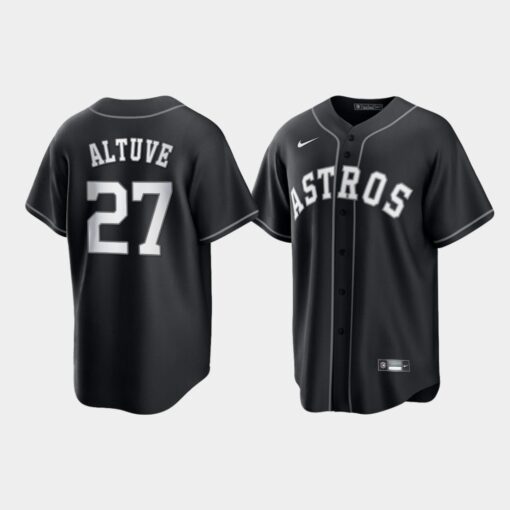 Houston Astros Jose Altuve Black White Fashion Replica Jersey
