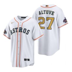 Houston Astros Jose Altuve White 2023 Gold Collection Replica Jersey