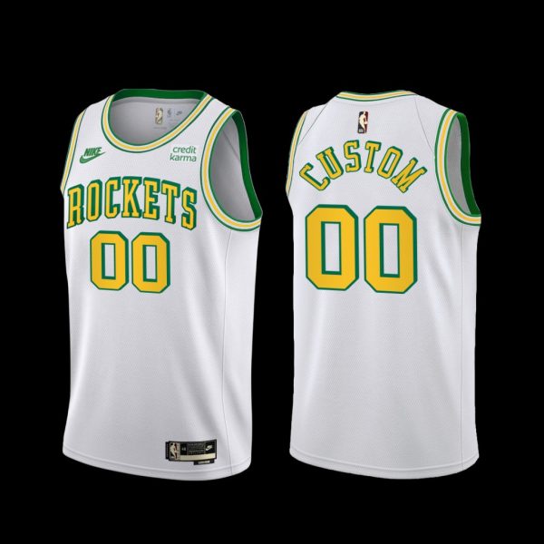 Houston Rockets Custom 2022-23 Classic Edition 55th Anniversary Jersey White Houston Rockets Custom 2022-23 Classic Edition 55th Anniversary Jersey White