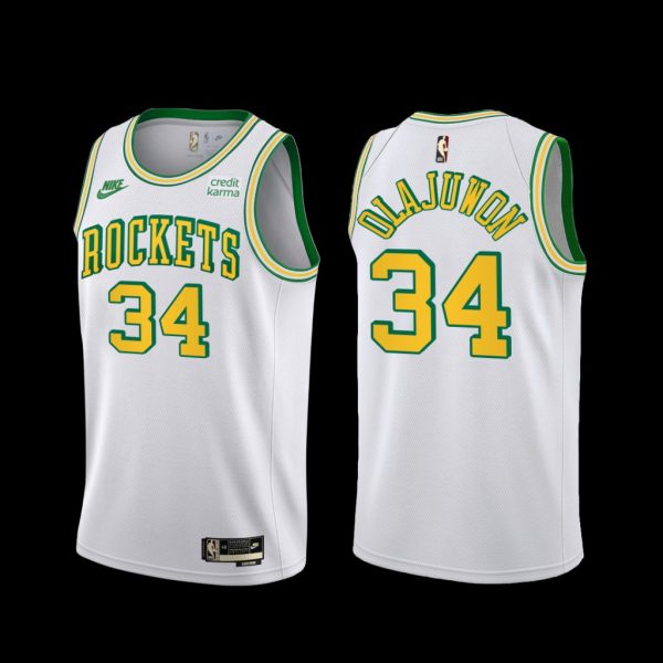 Houston Rockets Hakeem Olajuwon 2022-23 Classic Edition 55th Anniversary Jersey White Houston Rockets Hakeem Olajuwon 2022-23 Classic Edition 55th Anniversary Jersey White
