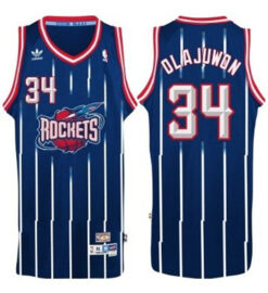 Houston Rockets Hakeem Olajuwon Navy Throwback Jersey