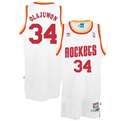 Houston Rockets Hakeem Olajuwon White Throwback Jersey
