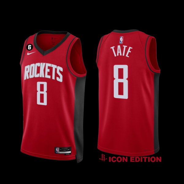 Houston Rockets Jae'Sean Tate 2022-23 Icon Edition NO.6 Patch Jersey Red Houston Rockets Jae'Sean Tate 2022-23 Icon Edition NO.6 Patch Jersey Red