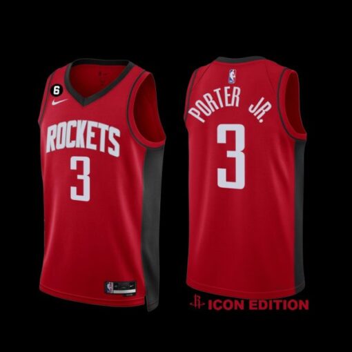 Houston Rockets Kevin Porter Jr. 2022-23 Icon Edition NO.6 Patch Jersey Red