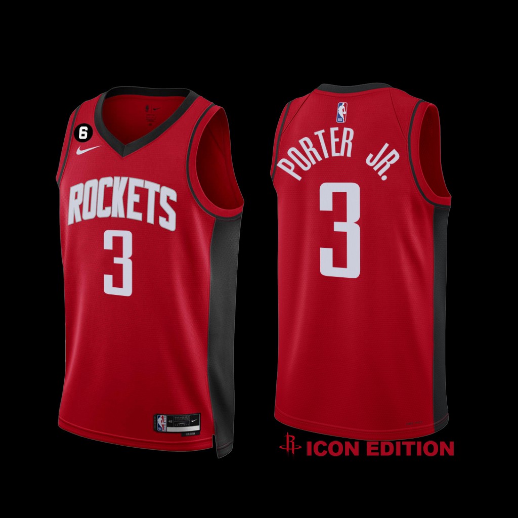 Houston Rockets Kevin Porter Jr. 2022-23 Icon Edition NO.6 Patch Jersey Red Houston Rockets Kevin Porter Jr. 2022-23 Icon Edition NO.6 Patch Jersey Red