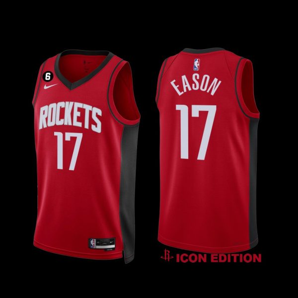 Houston Rockets Tari Eason 2022-23 Icon Edition NO.6 Patch Jersey Red Houston Rockets Tari Eason 2022-23 Icon Edition NO.6 Patch Jersey Red
