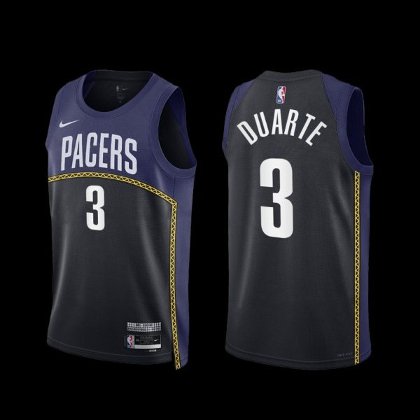 Indiana Pacers Chris Duarte 2022-23 City Edition Jersey Black Navy Indiana Pacers Chris Duarte 2022-23 City Edition Jersey Black Navy
