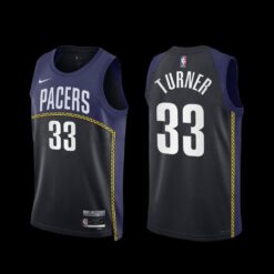 Indiana Pacers Myles Turner 2022-23 City Edition Jersey Black Navy