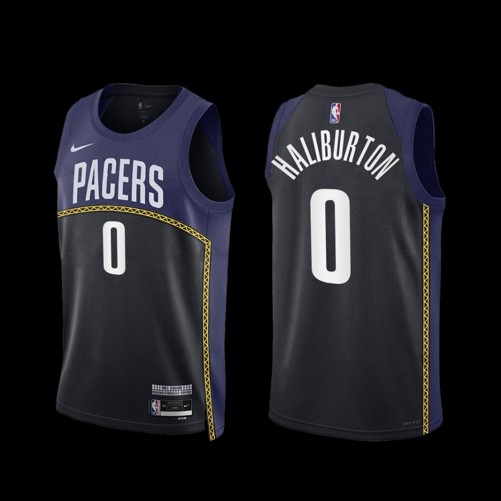 Indiana Pacers Tyrese Haliburton 2022-23 City Edition Jersey Black Navy Indiana Pacers Tyrese Haliburton 2022-23 City Edition Jersey Black Navy