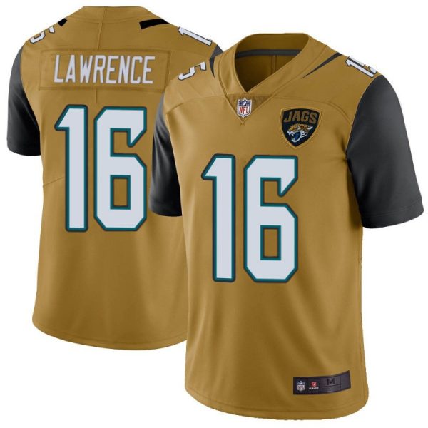 Jacksonville Jaguars Trevor Lawrence Gold Color Rush Limited Jersey Jacksonville Jaguars Trevor Lawrence Gold Color Rush Limited Jersey