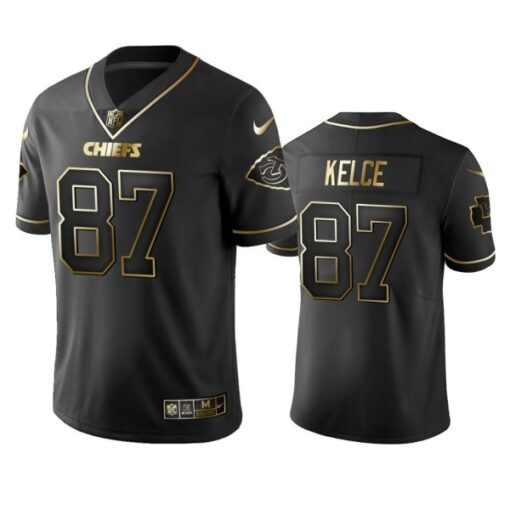Kansas City Chiefs Travis Kelce Black Golden Limited Jersey