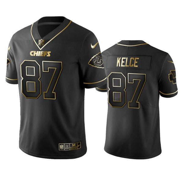 Kansas City Chiefs Travis Kelce Black Golden Limited Jersey Kansas City Chiefs Travis Kelce Black Golden Limited Jersey