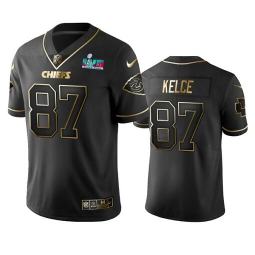 Kansas City Chiefs Travis Kelce Super Bowl LVII Black Golden Limited Jersey