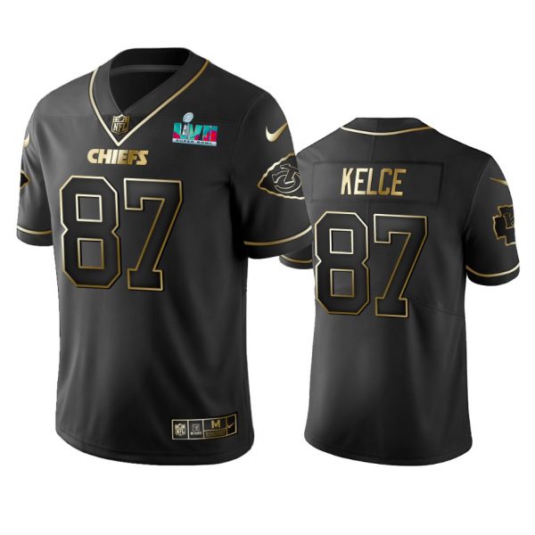 Kansas City Chiefs Travis Kelce Super Bowl LVII Black Golden Limited Jersey Kansas City Chiefs Travis Kelce Super Bowl LVII Black Golden Limited Jersey