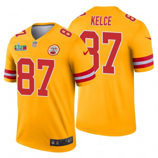 Kansas City Chiefs Travis Kelce Super Bowl LVII Gold Inverted Limited Jersey Kansas City Chiefs Travis Kelce Super Bowl LVII Gold Inverted Limited Jersey