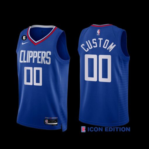 Los Angeles Clippers Custom 2022-23 Icon Edition NO.6 Patch Jersey Royal