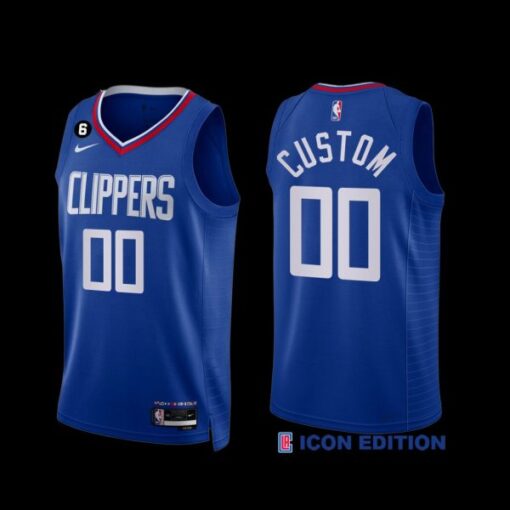 Los Angeles Clippers Custom 2022-23 Icon Edition NO.6 Patch Jersey Royal