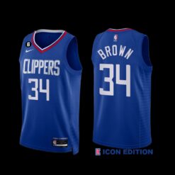 Los Angeles Clippers Moses Brown 2022-23 Icon Edition NO.6 Patch Jersey Royal