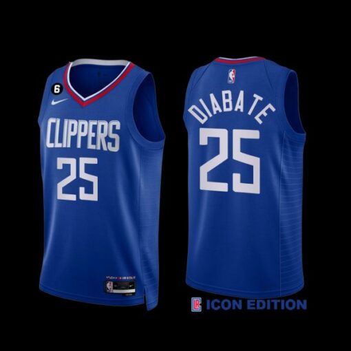 Los Angeles Clippers Moussa Diabate 2022-23 Icon Edition NO.6 Patch Jersey Royal