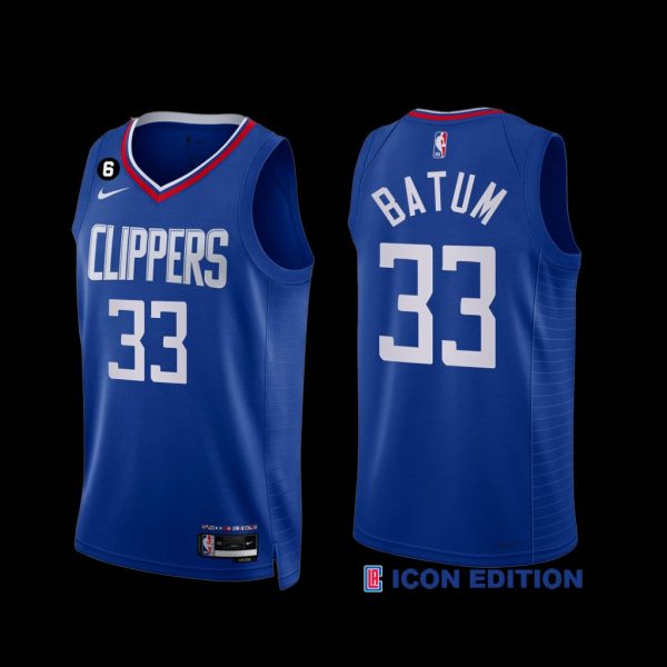Los Angeles Clippers Nicolas Batum 2022-23 Icon Edition NO.6 Patch Jersey Royal Los Angeles Clippers Nicolas Batum 2022-23 Icon Edition NO.6 Patch Jersey Royal