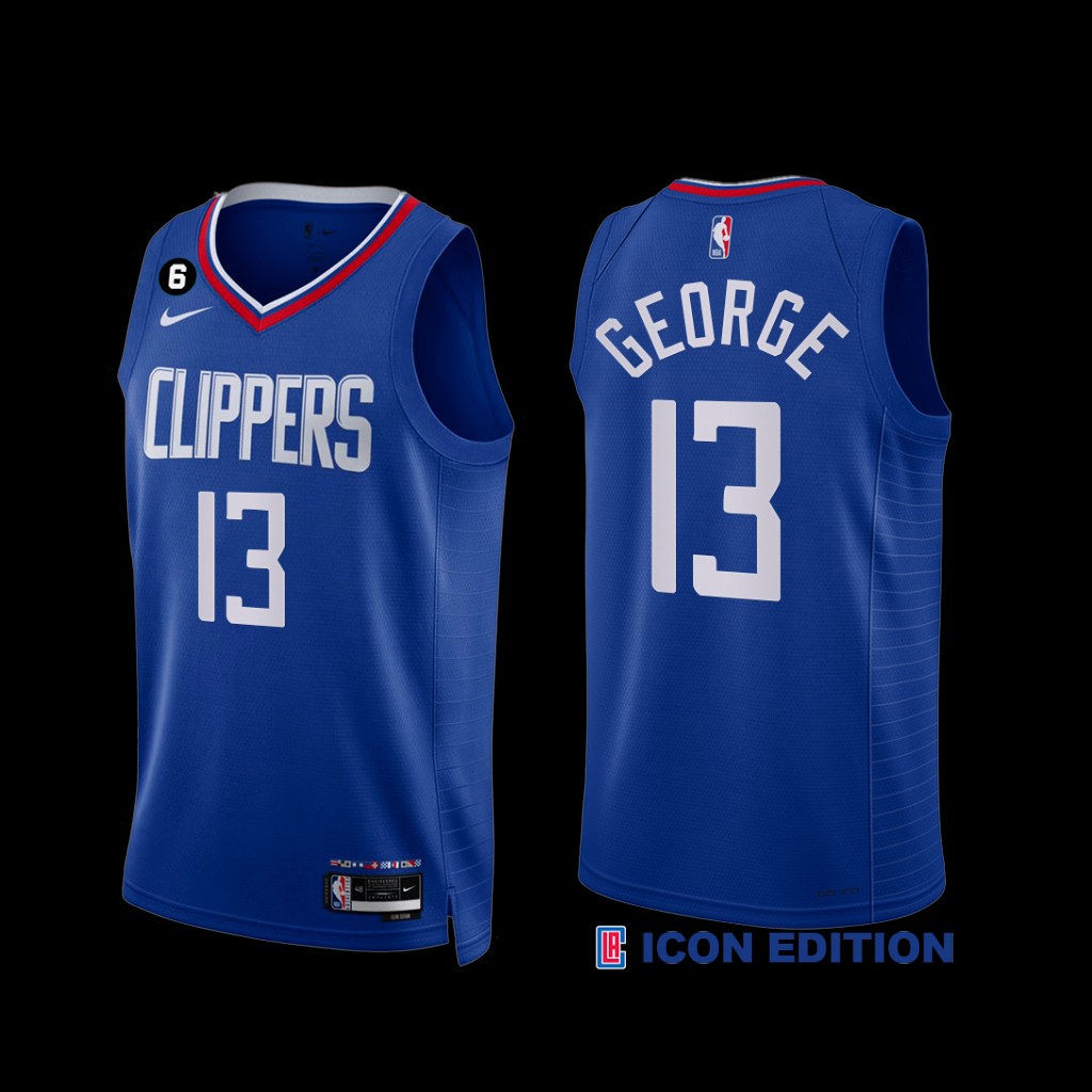 Los Angeles Clippers Paul George 2022-23 Icon Edition NO.6 Patch Jersey Royal Los Angeles Clippers Paul George 2022-23 Icon Edition NO.6 Patch Jersey Royal