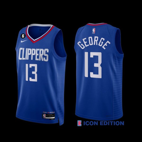 Los Angeles Clippers Paul George 2022-23 Icon Edition NO.6 Patch Jersey Royal Los Angeles Clippers Paul George 2022-23 Icon Edition NO.6 Patch Jersey Royal