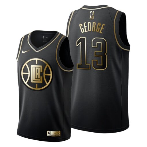 Los Angeles Clippers Paul George Black Golden Jersey