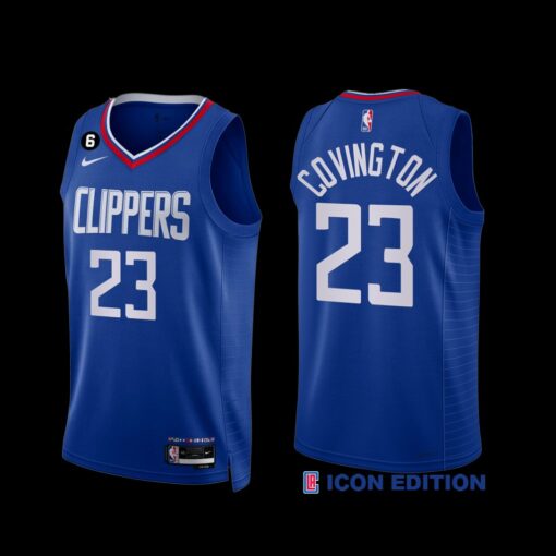 Los Angeles Clippers Robert Covington 2022-23 Icon Edition NO.6 Patch Jersey Royal
