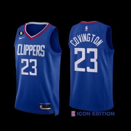 Los Angeles Clippers Robert Covington 2022-23 Icon Edition NO.6 Patch Jersey Royal