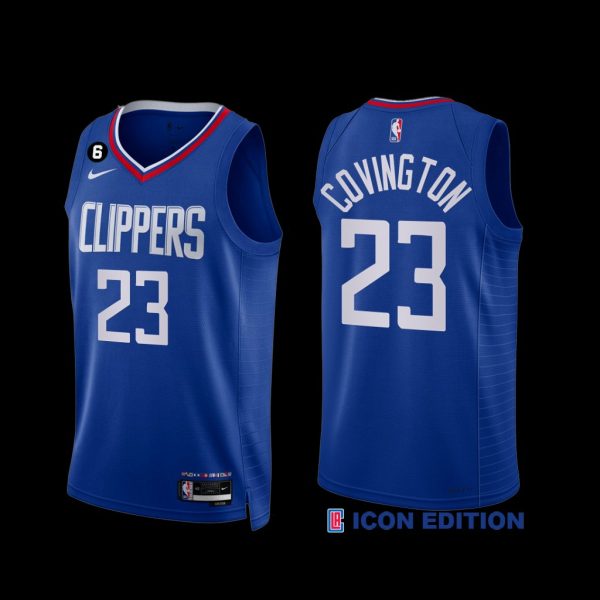 Los Angeles Clippers Robert Covington 2022-23 Icon Edition NO.6 Patch Jersey Royal Los Angeles Clippers Robert Covington 2022-23 Icon Edition NO.6 Patch Jersey Royal