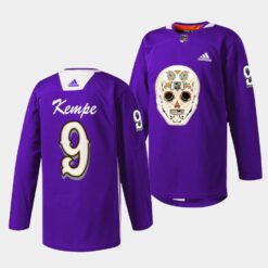 Los Angeles Kings Adrian Kempe Dia De Los Metros Night Purple Sugar Skull Jersey