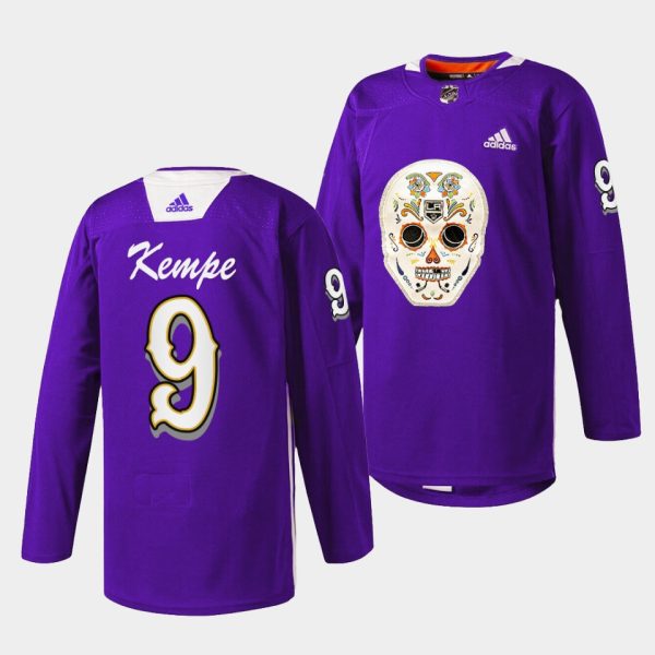 Los Angeles Kings Adrian Kempe Dia De Los Metros Night Purple Sugar Skull Jersey Los Angeles Kings Adrian Kempe Dia De Los Metros Night Purple Sugar Skull Jersey