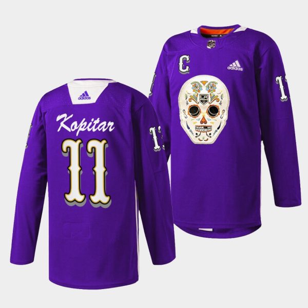 Los Angeles Kings Anze Kopitar Dia De Los Metros Night Purple Sugar Skull Jersey Los Angeles Kings Anze Kopitar Dia De Los Metros Night Purple Sugar Skull Jersey
