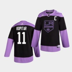 Los Angeles Kings Anze Kopitar Hockey Fights Cancer Practice Black Jersey