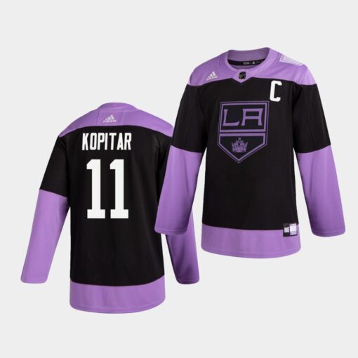 Los Angeles Kings Anze Kopitar Hockey Fights Cancer Practice Black Jersey