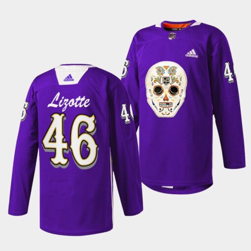 Los Angeles Kings Blake Lizotte Dia De Los Metros Night Purple Sugar Skull Jersey