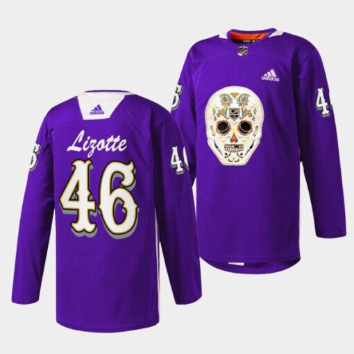 Los Angeles Kings Blake Lizotte Dia De Los Metros Night Purple Sugar Skull Jersey