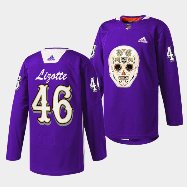 Los Angeles Kings Blake Lizotte Dia De Los Metros Night Purple Sugar Skull Jersey Los Angeles Kings Blake Lizotte Dia De Los Metros Night Purple Sugar Skull Jersey