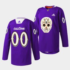 Los Angeles Kings Custom Dia De Los Metros Night Purple Sugar Skull Jersey