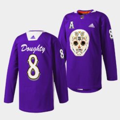 Los Angeles Kings Drew Doughty Dia De Los Metros Night Purple Sugar Skull Jersey