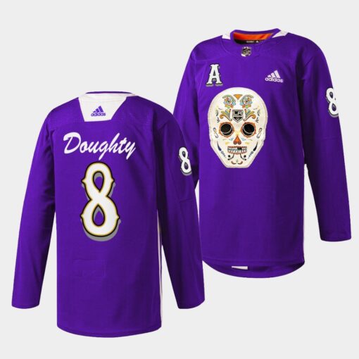 Los Angeles Kings Drew Doughty Dia De Los Metros Night Purple Sugar Skull Jersey