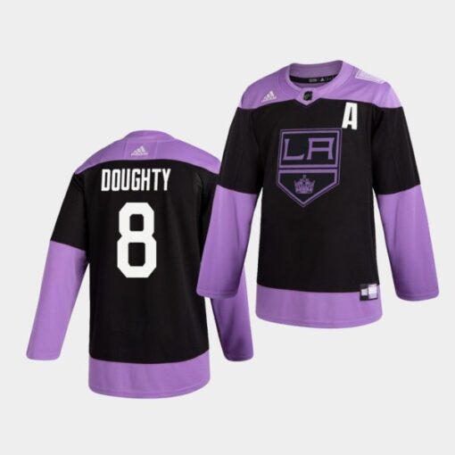 Los Angeles Kings Drew Doughty Hockey Fights Cancer Practice Black Jersey