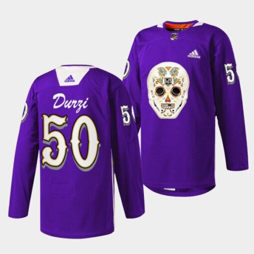 Los Angeles Kings Sean Durzi Dia De Los Metros Night Purple Sugar Skull Jersey