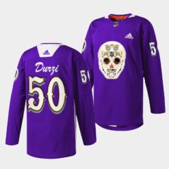Los Angeles Kings Sean Durzi Dia De Los Metros Night Purple Sugar Skull Jersey