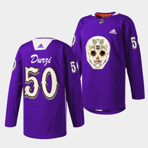 Los Angeles Kings Sean Durzi Dia De Los Metros Night Purple Sugar Skull Jersey