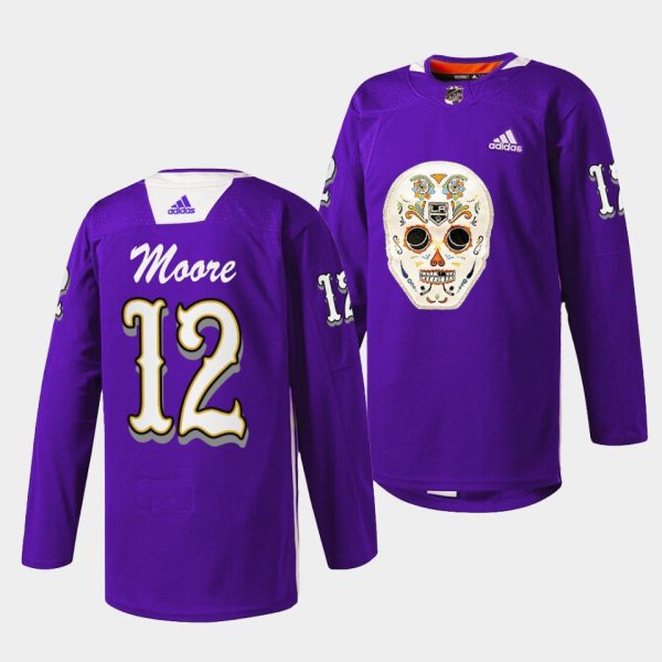 Los Angeles Kings Trevor Moore Dia De Los Metros Night Purple Sugar Skull Jersey Los Angeles Kings Trevor Moore Dia De Los Metros Night Purple Sugar Skull Jersey