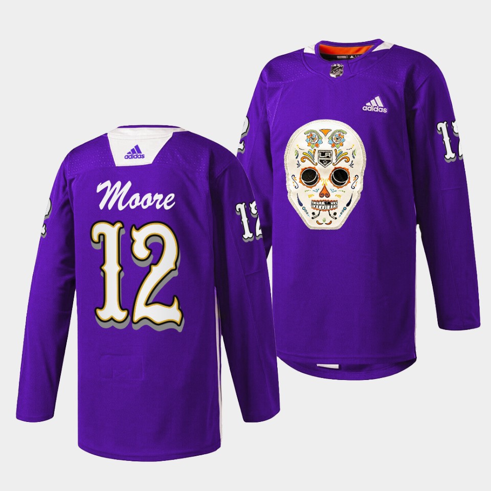 Los Angeles Kings Trevor Moore Dia De Los Metros Night Purple Sugar Skull Jersey Los Angeles Kings Trevor Moore Dia De Los Metros Night Purple Sugar Skull Jersey