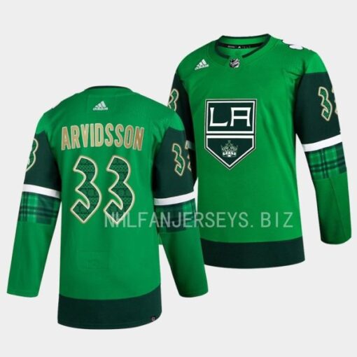 Los Angeles Kings Viktor Arvidsson 2023 St. Patricks Day Green Jersey